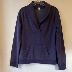 JCrew Shawl Collar Sweatshirt Women's Medium Purple Casual Kangaroo Pocket